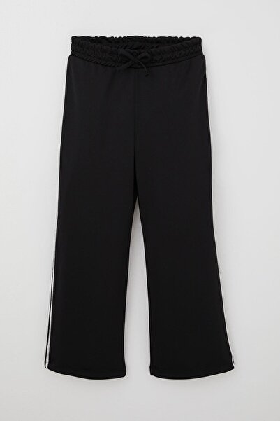 Breeze Φούτερ για κορίτσια με αξεσουάρ με κορδόνια με φιόγκο, ελαστική μέση με ρίγες, ηλικία 8-12 ετών, μαύρο