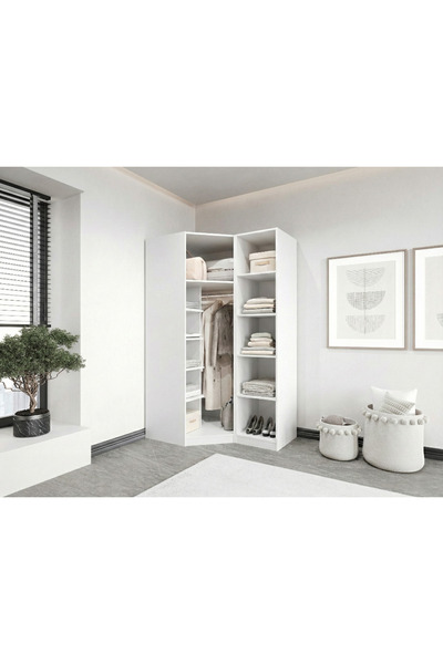 CANBAZ FURNİTURE Esla modüllü 2 cam kapaklı köşe %100 MDF (KURULUM DAHİL)