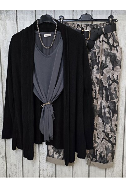 pudubutik Black Shawl Collar Italian Cardigan