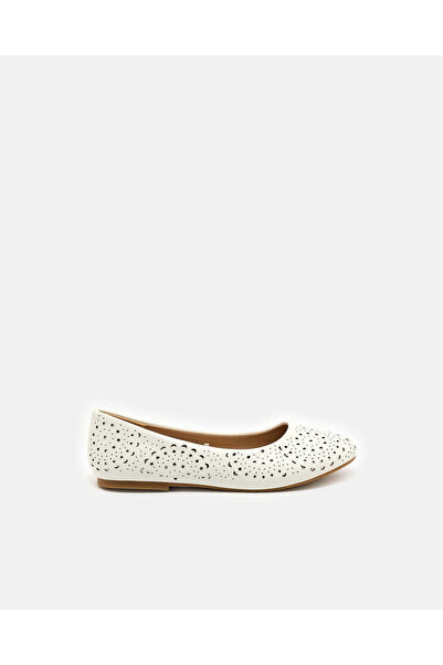 REDTAG Senior Girls White Cut-Work Ballerina