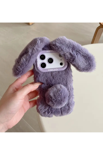 Paw Butik iPhone 17 Pro Peluş Tavşan Kulaklı Telefon Kılıfı – Sevimli & Yumuş...