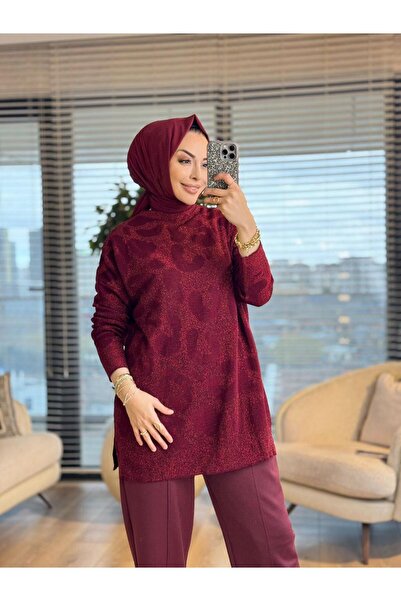 ALANURMODA Kendinden Sim Desen Triko Tunik