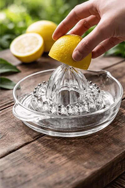Jenisa Large Glass Citrus Juicer - Glass Lemon Squeezer with Teeth