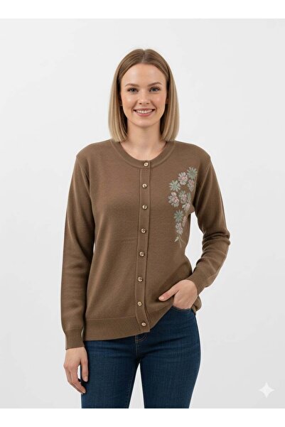 ModaPlaza Women's Floral Embroidered Cardigan 3264