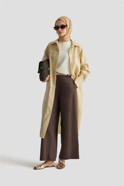 Armine Nervür Dikişli Tunik Elbise 25Y4625 Limon