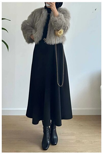 BUTİK AYVİTRİN Women's Hijab Puff Long Bell Scuba Skirt