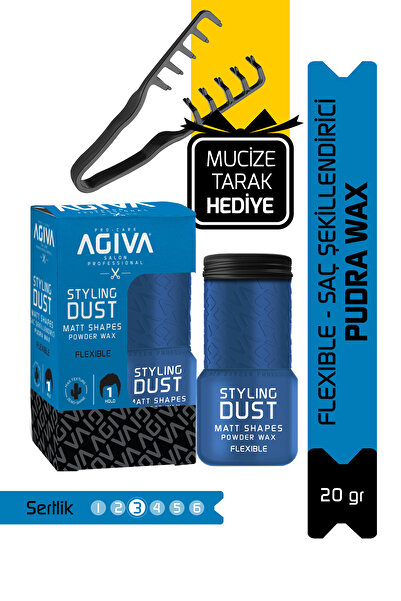 Agiva Saç Şekillendirici Pudra Wax Flexible-01 Muzice Tarak Hediyeli