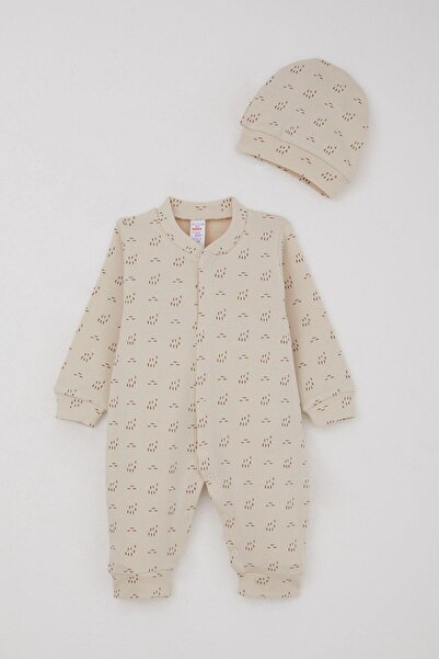 Breeze Baby Boy Romper Patterned 0-6 Months, Beige