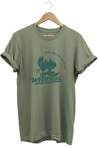 WİDİ Hunting Hunting Duck Hunting Printed Adventure 100% Cotton Regular Fit Crew Neck Unisex T-Shirt
