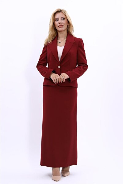 ÖNDER ÖZSOY Erkek Yaka tek Düğmeli Klasik Ceket & Uzun Kalem Etek Tesettür Ka...