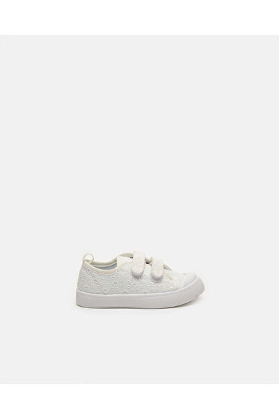 REDTAG Infant Girls Cream Double Strap Sneaker