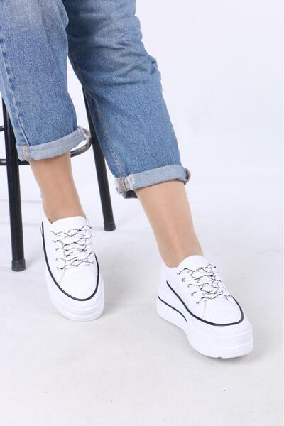 AĞCA AYAKKABI Women's High Sole Lace-Up Comfortable Sports Shoes Casual Sneakers