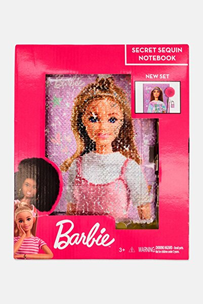 Barbie دفتر ملاحظات سري مزين بالترتر مع قلم، متعدد الألوان