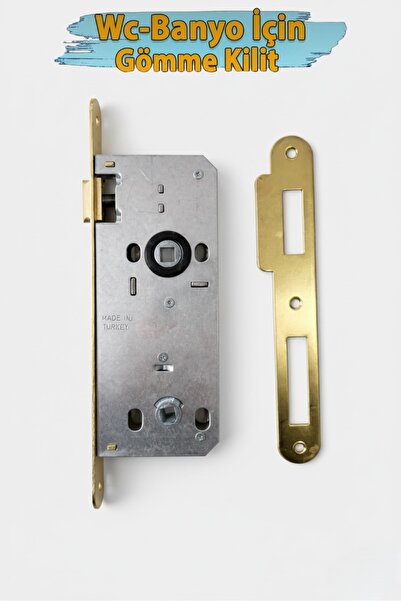 Tursan 304/T-45 Mobilya Banyo Wc Kapı Gömme Kilidi 45 mm İç Silindirsiz Barel...