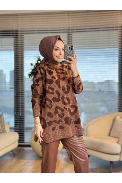 ALANURMODA Kendinden Sim Desen Triko Tunik