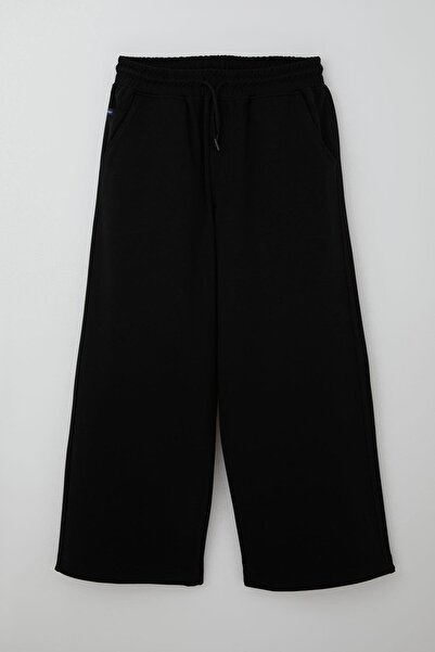 CEGİSA بنطلون رياضي للأولاد بخصر وأرجل مطاطية مع رباط مطاطي، مناسب للأعمار من 10 إلى 12 سنة، أسود