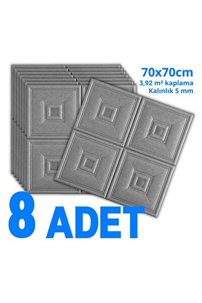 HORECA MARKET 3D Kendinden Yapışkanlı Duvar Kağıdı Strafor Köpük Gri 70x70 Cm...