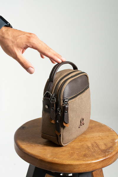 PASSTELL Men's Canvas Fabric Hand and Shoulder Bag