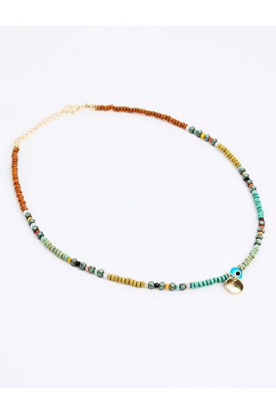 Jimmy Key Adjustable Bead Necklace with Mixed Evil Eye Bead Detail