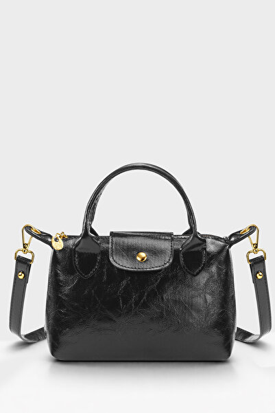 Housebags Rugan Siyah Çok Yönlü PU Deri Çapraz Askılı Çanta