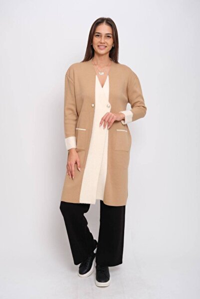 Cannes Beige Color Pants and Cardigan 2 Piece Set