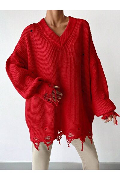 Chef d'atelier Women's Ripped Detailed Knitwear Sweater