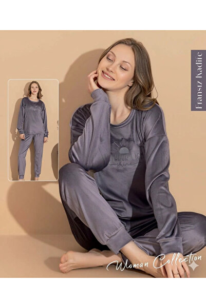 BOYRAZ 03401 Γυναικείο σετ πιτζάμες με μακρυμάνικο βελούδο