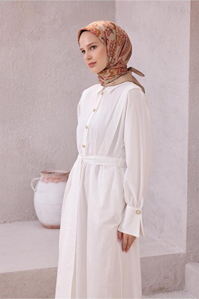 Belli Eșarfă de mătase cu model floral 4207D (TWILL) BEJ - 03