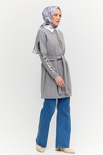 Setrms Payet Desenli Kuşaklı Triko Tunik