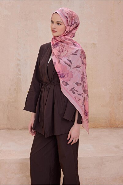 Belli FRESH ÇİÇEK DESEN PEMBE SANDA ŞAL 1362