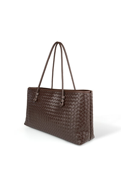 MYSTOBAG حقيبة كتف نسائية مستطيلة الشكل من مورلي بتفاصيل محبوكة وسحاب