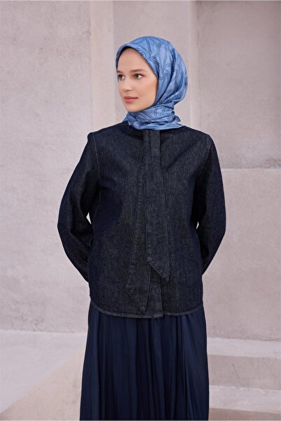 Belli Eșarfă de mătase cu model geometric 4221D (Twill) ALBASTRU - 82