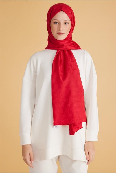 Belli Fresh Logo Desen Kırmızı Monogram Şal 1 - 98
