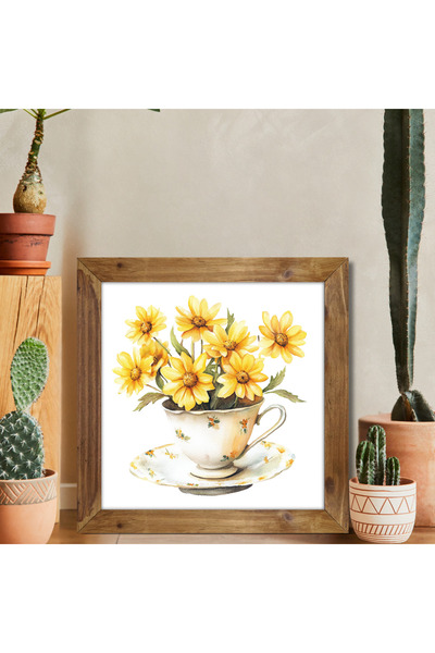 woodhomeworks Tek Parça Gerçek Ahşap Çerçeveli Dekor Tablo kare