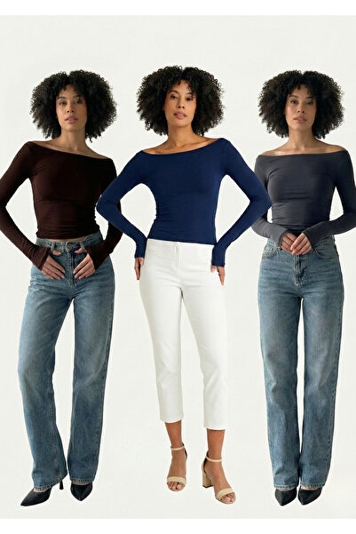 Moda Hour Kayak Neckline Women's Bodysuit 3-Piece Set