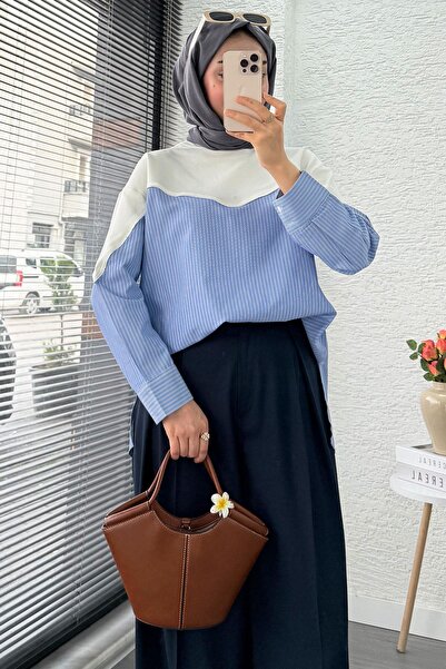 MELEK ARAZ Women's Sweatshirt with Shirt Detail - Ecru