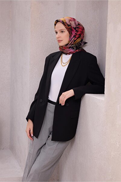 Belli Eșarfă de mătase cu model floral 4225D (Twill) Maro închis - 51