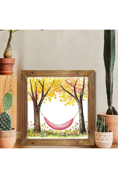 woodhomeworks One Piece Real Wood Framed Decor Pictură pătrată