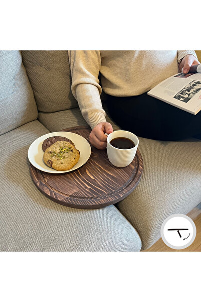 WOODHAUS Katlanabilir Masif Ahşap Koltuk Sehpası Minder Arası Tepsi - 35.5x35...