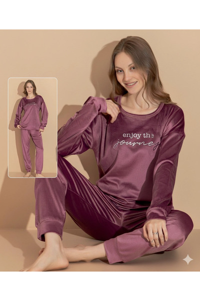 BOYRAZ 03409 Γυναικείο σετ πιτζάμες με μακρυμάνικο βελούδο