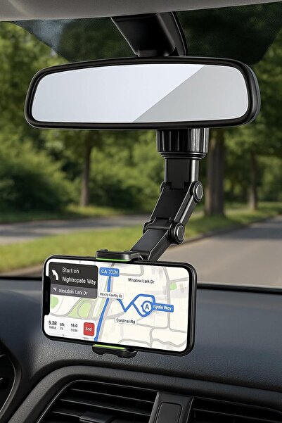 fitto حامل هاتف للسيارة يُركّب على مرآة الرؤية الخلفية، يدور 360 درجة، حامل عالمي لجميع الهواتف الذكية