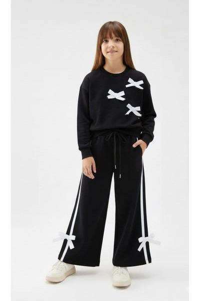 ww waka waka kids store Set de trening cu picioare largi cu dungi pentru fetiță