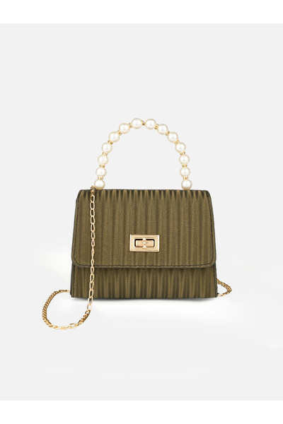 MYSTOBAG Meva Pearl Handle Chain Strap Lock Covered Дамска чанта за ръка и рамо