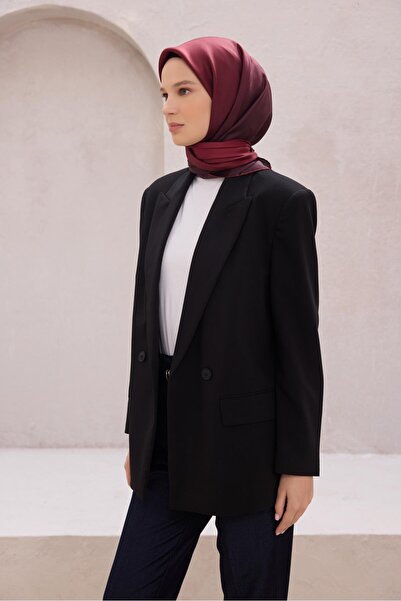 Belli Vişne Çürüğü Degrade Desen %100 Twill İpek Eşarp 4224 - 83
