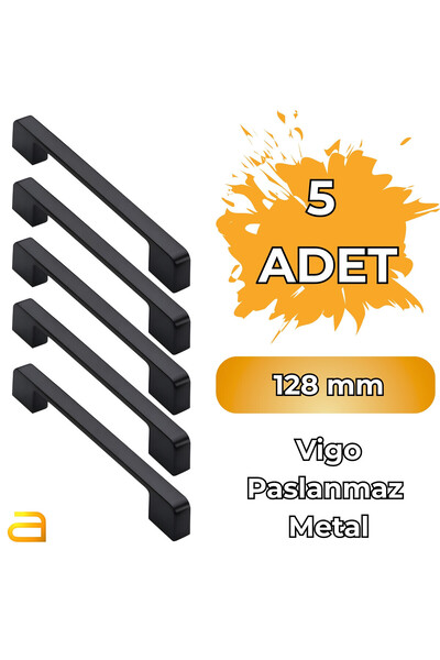 almital mobilya aksesuarları furniture accessories 5 ADET Vigo SİYAH 128mm Pa...