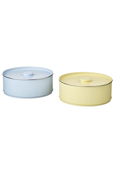 IKEA Betthaj Food Storage Box, Pale Yellow-Blue, 2.5 Lt Cookie Box