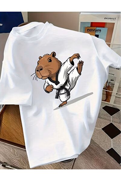 LELVANİ Tricou cu logo Capybara pentru antrenament de arte marțiale