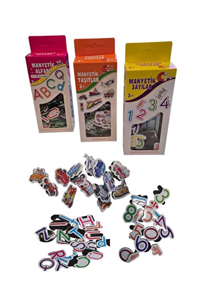 PlayZen Manyetik Eğitici Oyuncak Seti – Alfabe, Sayılar ve Taşıtlar | 147 Par...