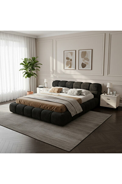 homejoyz سرير خشبي سويدي شانيل عصري - أسود