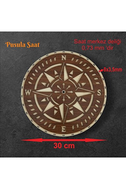 ASUDE HEDİYELİK 30 cm IK Busola Saat 1 Ad Raddan Bamboo Tepsi Örgü Plaket Sup...